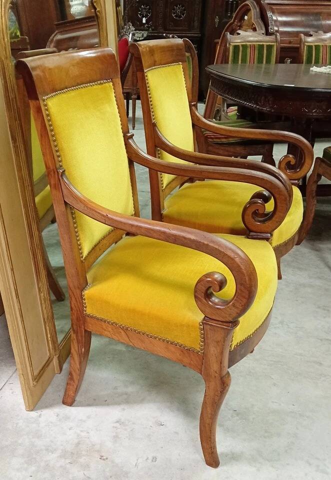 Paire de fauteuils d’époque Empire-Restauration en acajou