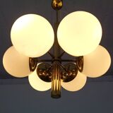 Sputnik brass and glass ceiling chandelier from Kaiser Idell / Kaiser Leuchten, Germany, 1960s