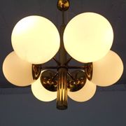 Sputnik brass and glass ceiling chandelier from Kaiser Idell / Kaiser Leuchten, Germany, 1960s