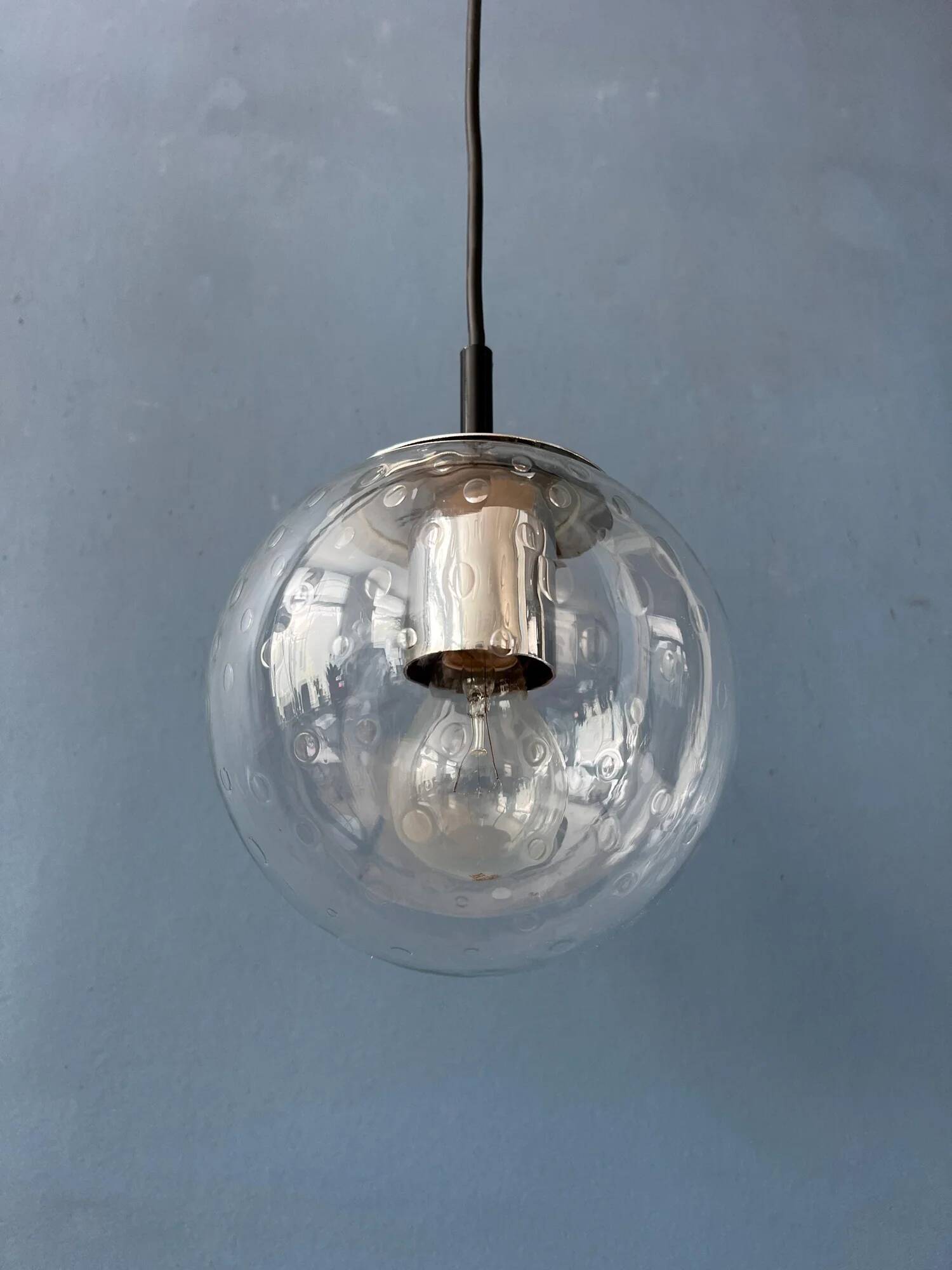 Vintage small Raak seeded glass hanging lamp