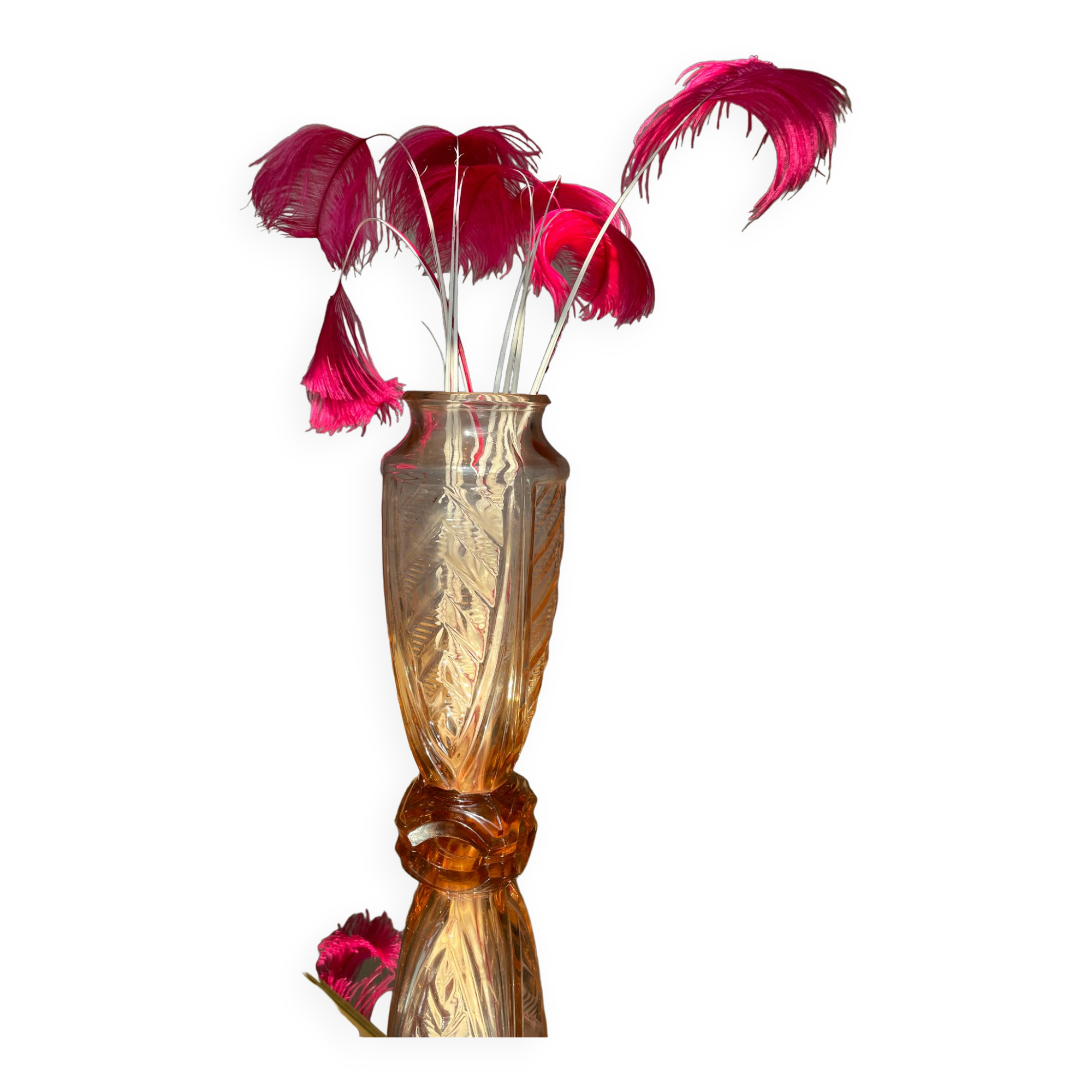 High vase art deco salmon pink