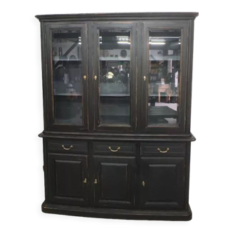 Cabinet two body with showcase black patina