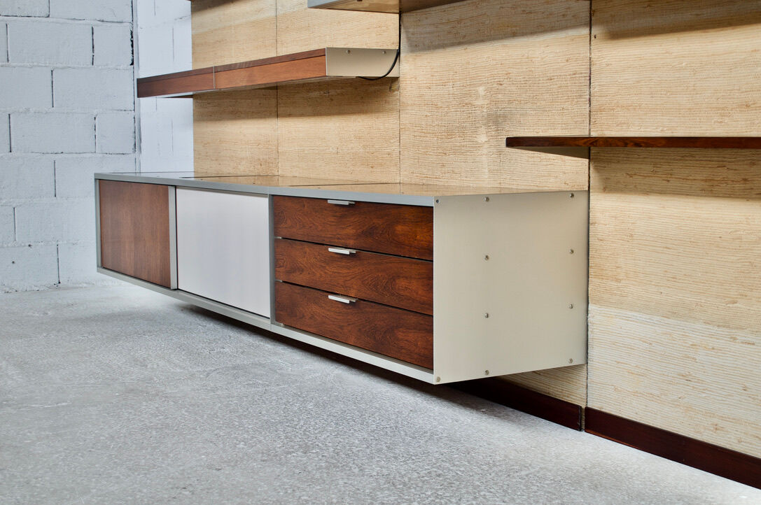 Système mural modulable à panneaux palissandre Georges Frydman années 70 efa éditeur