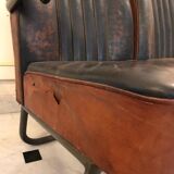 Vintage 1950s leather double-plane bus armchairs