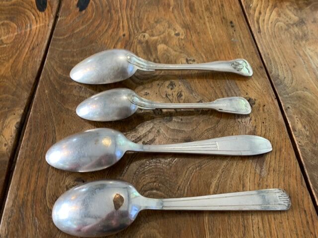 8 tablespoons in silver metal including a monogram christofle art deco