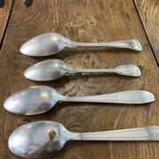 8 tablespoons in silver metal including a monogram christofle art deco