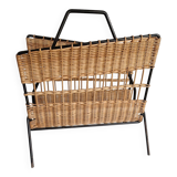 Raoul Guys magazine rack 1950s  
Rattan and black metal
