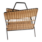 Raoul Guys magazine rack 1950s  
Rattan and black metal