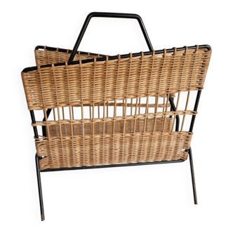 Raoul Guys magazine rack 1950s  
Rattan and black metal