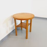 Guéridon vintage en bois clair des années 50 60