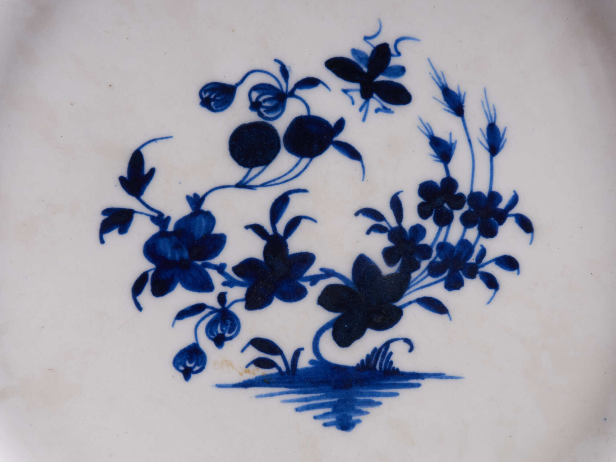 Set of 3 White Faïencerie Plates with Floral Decorations
