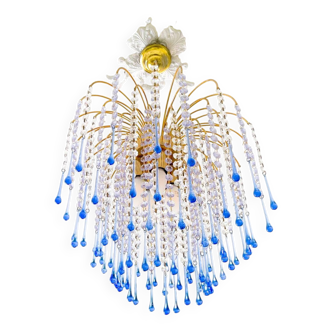 Lustre élégant en cristal et verre Murano soufflé – Gouttes bleues