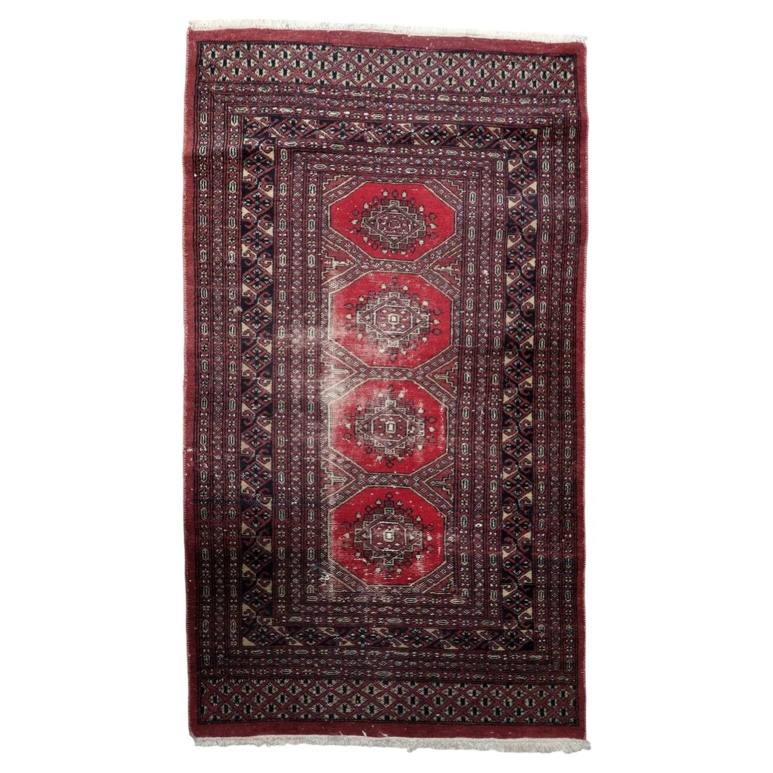Antique Uzbek Bukhara handmade rug 92 cm x 162 cm 1930s - 1C1234