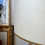 Table lamp in glazed ceramic and beige paper