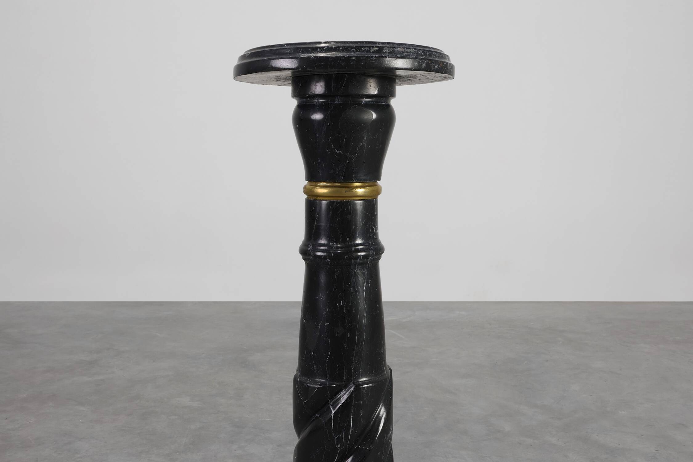 Antique Black Belgian Marble Column, France ca. 1900