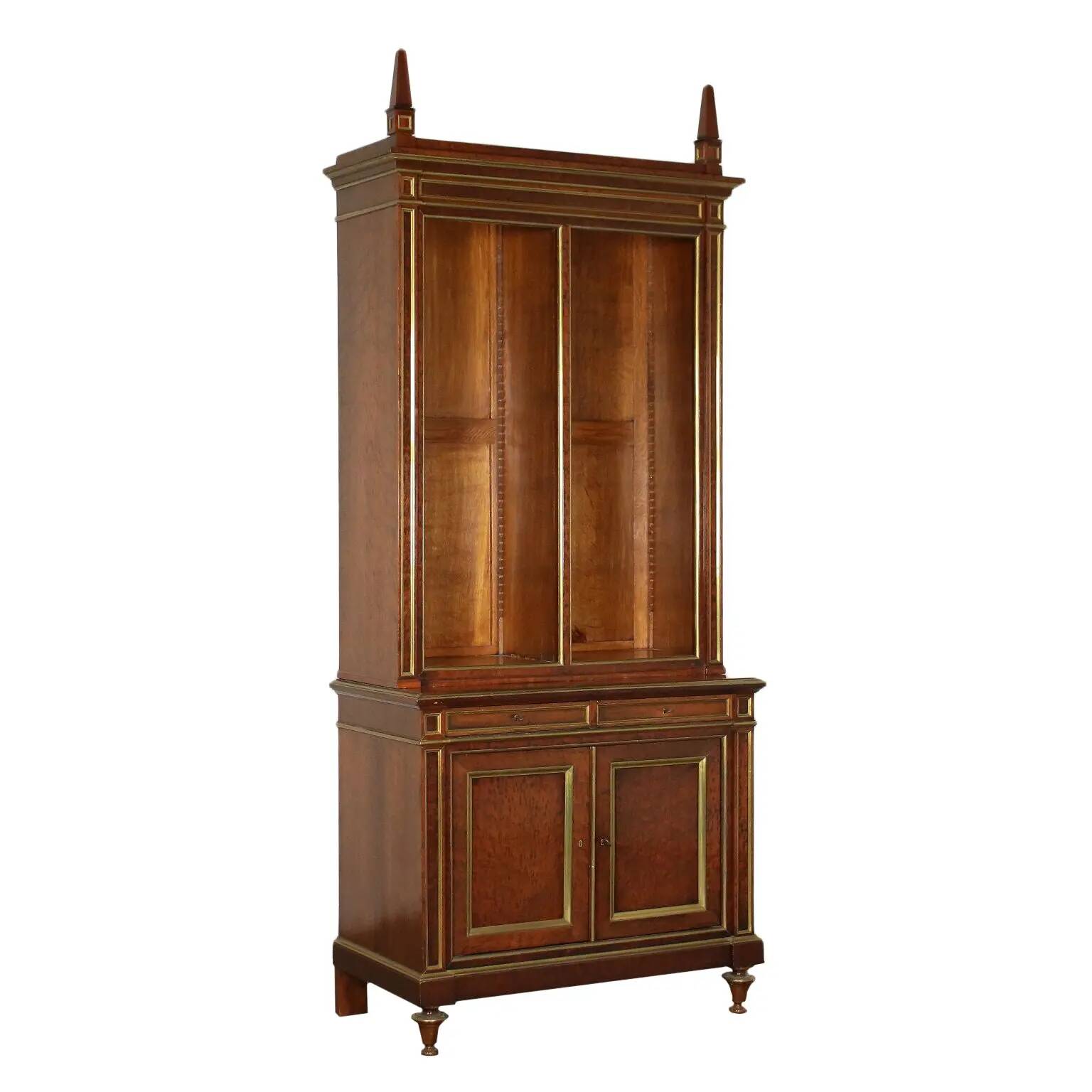 Empire library in mahogany veneer, sessile oak, France, early 19th century.