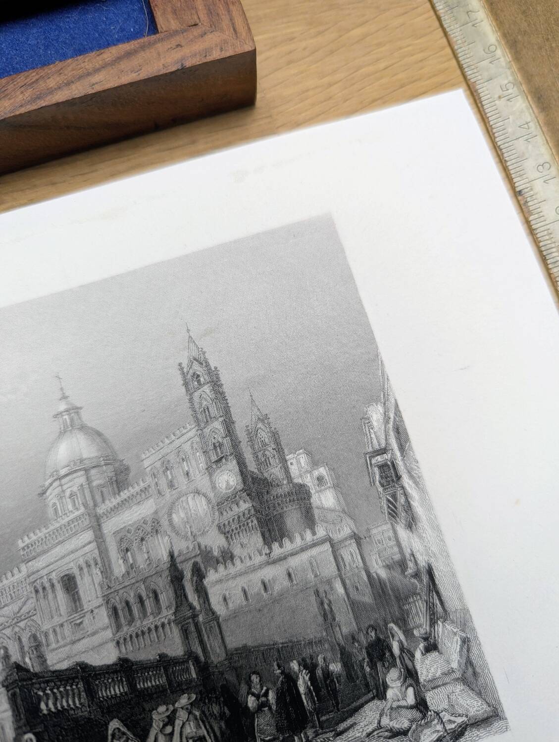 Palermo Cathedral, Sicily, old engraving, printed in 1841.