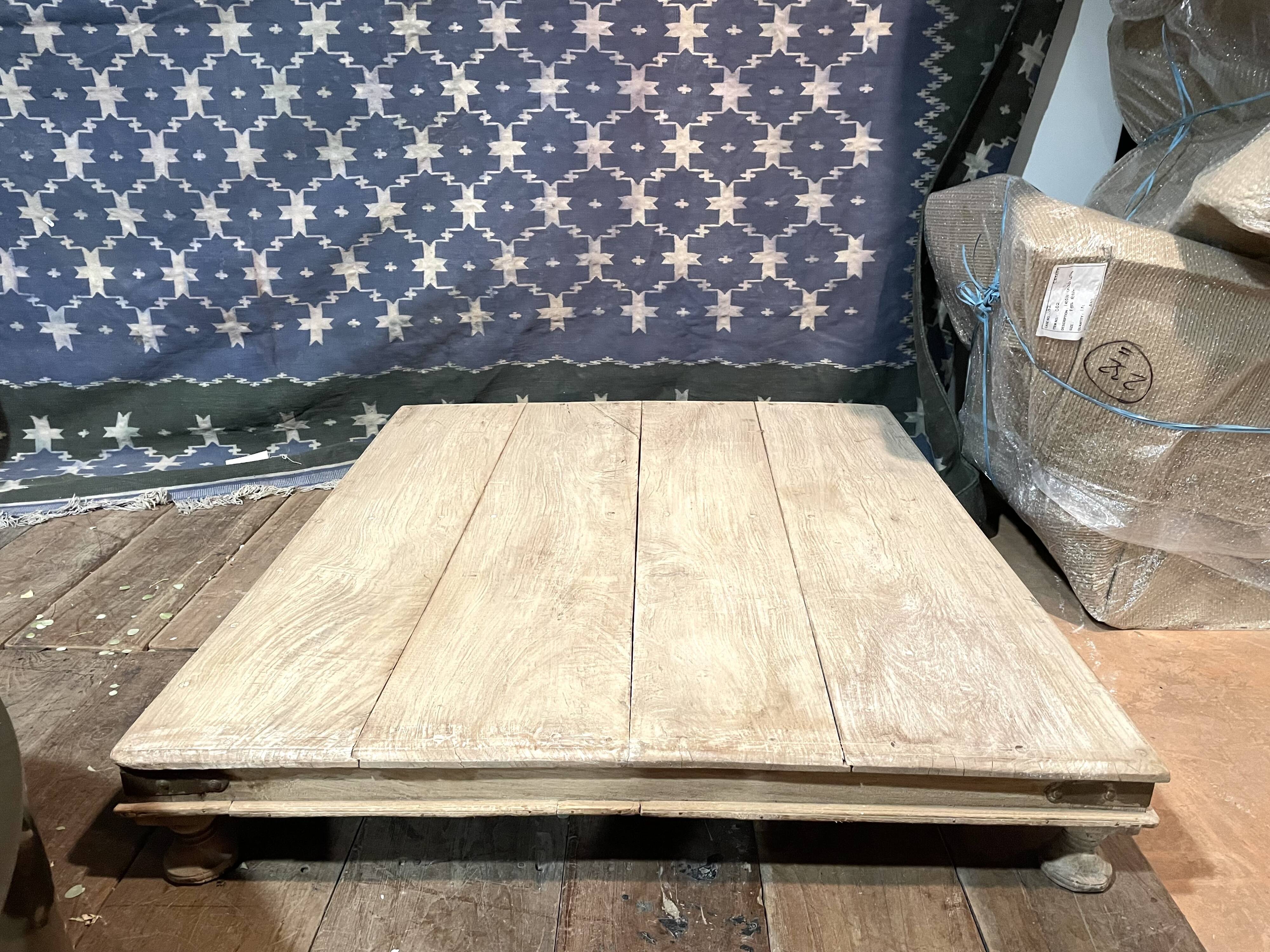 Vintage raw wood Indian coffee table