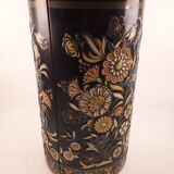 Large vintage waffle metal box 1960 deco flowers