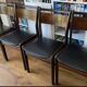 4 chaises à repas en palissandre et simili cuir marron - 1960