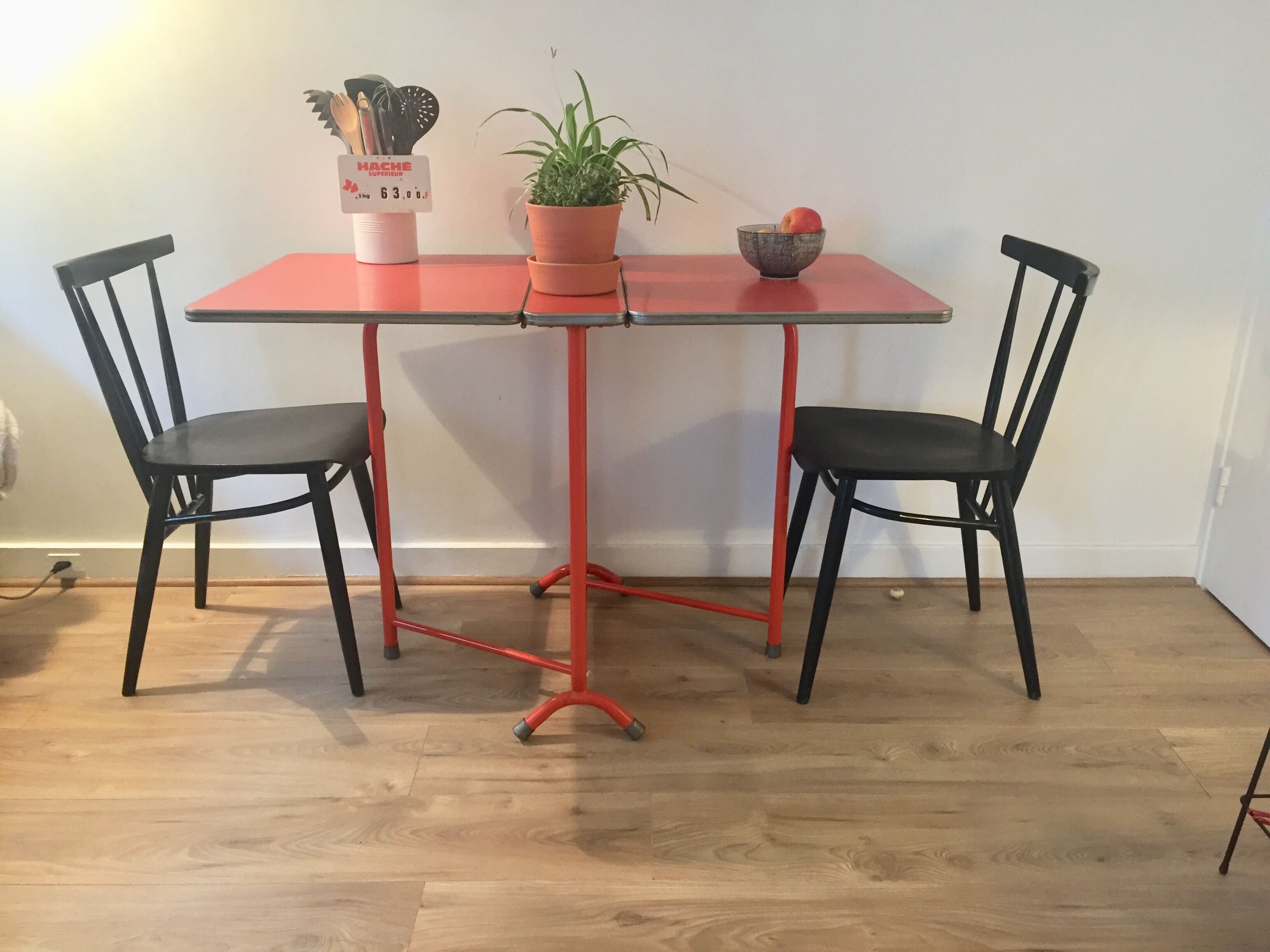 Table pliante pliable formica orange vintage