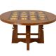 Guillerme and Chambron. Oak and ceramic side table. 1970s-80s.