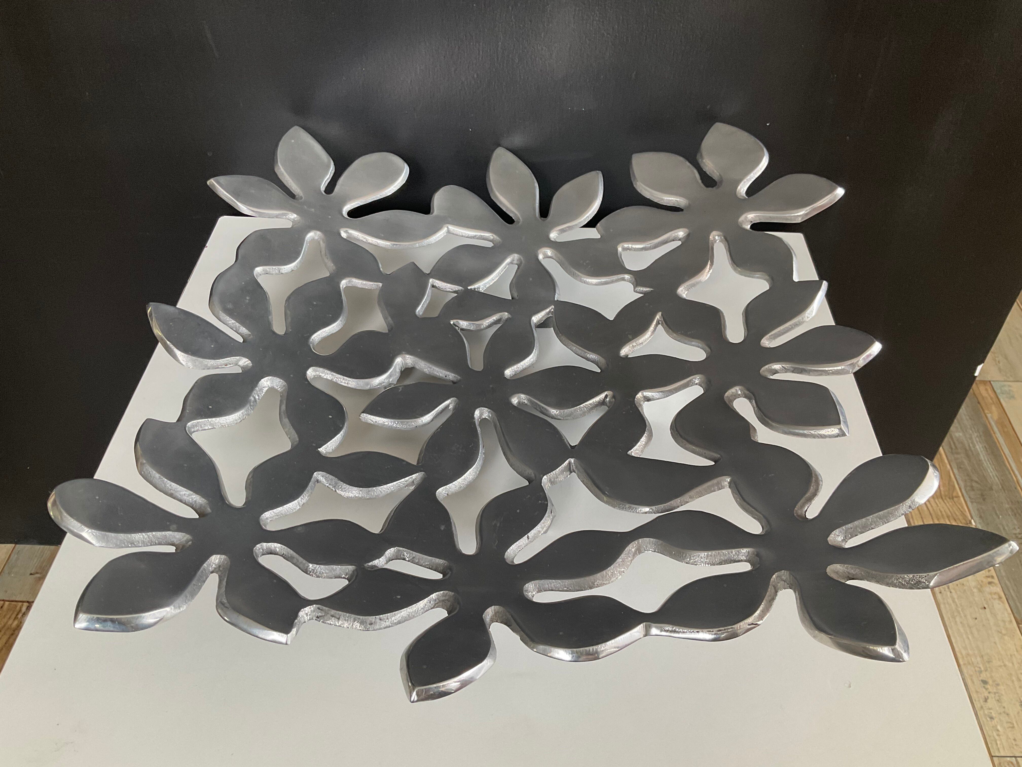 Vintage perforated aluminium cast iron centrepiece