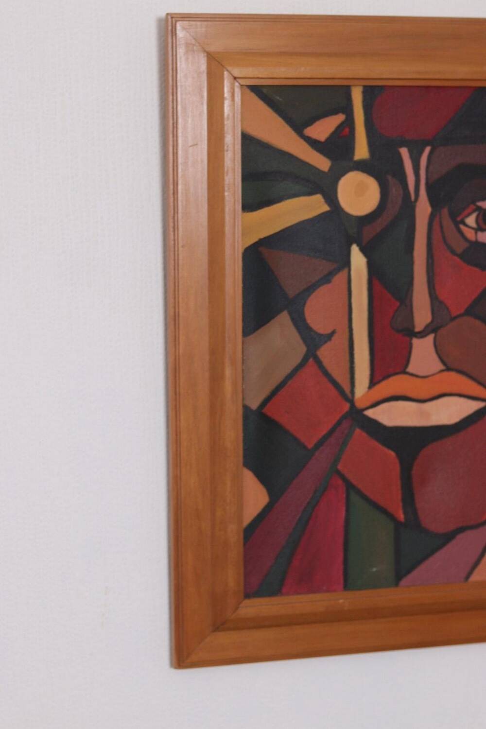 Huile sur toile scandinave originale – “Visage” – TNX 88 cadre vintage