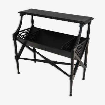 Black lacquered Indochinese console with disk storage