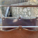 Vintage leather magazine rack