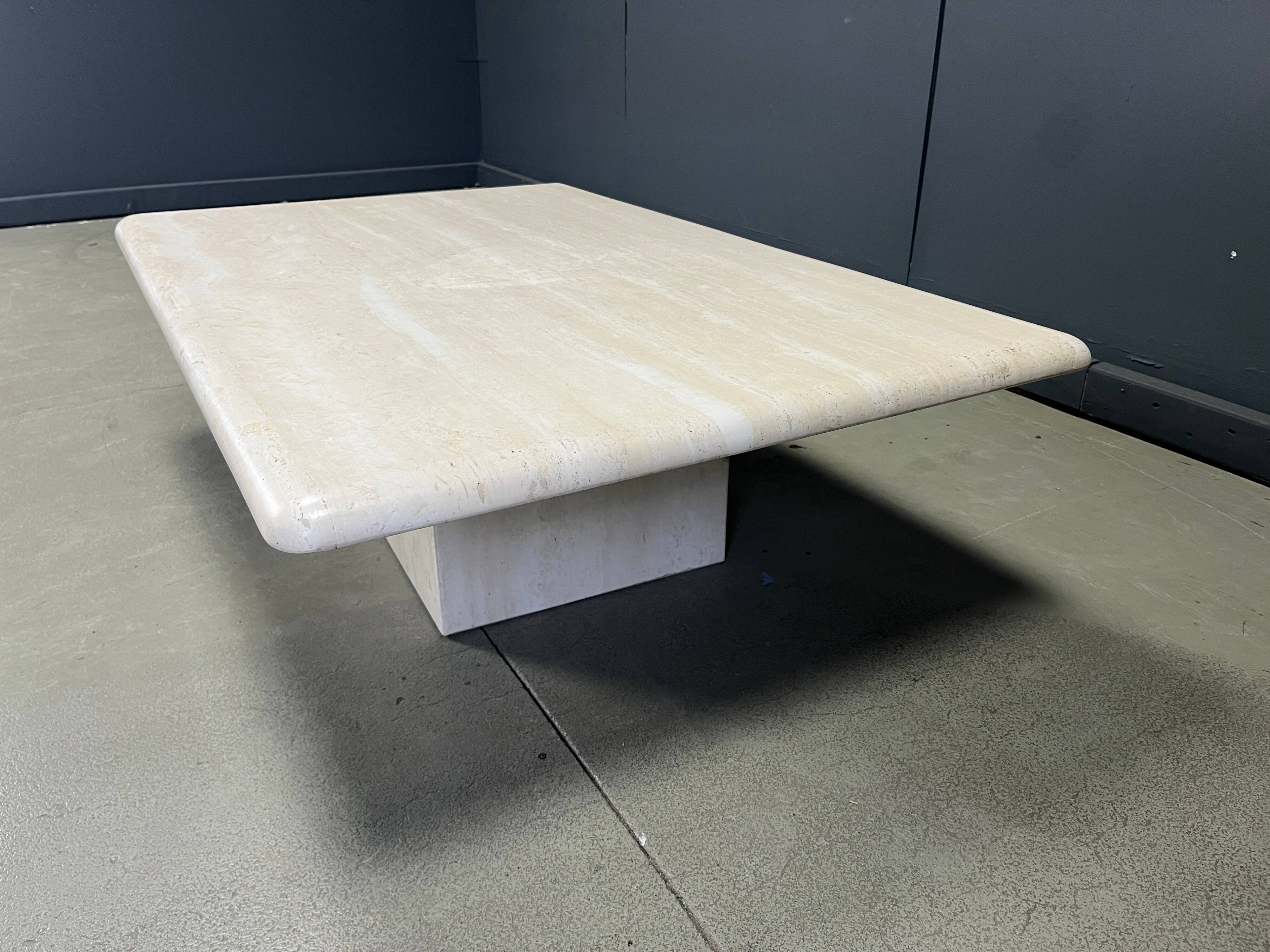 Rectangular travertine coffee table from the 1970s, Italy.