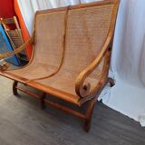 Rattan planter bench/tamarind wood