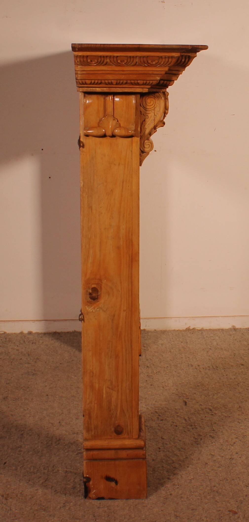 Transitional style beechwood fireplace mantel - 19th century