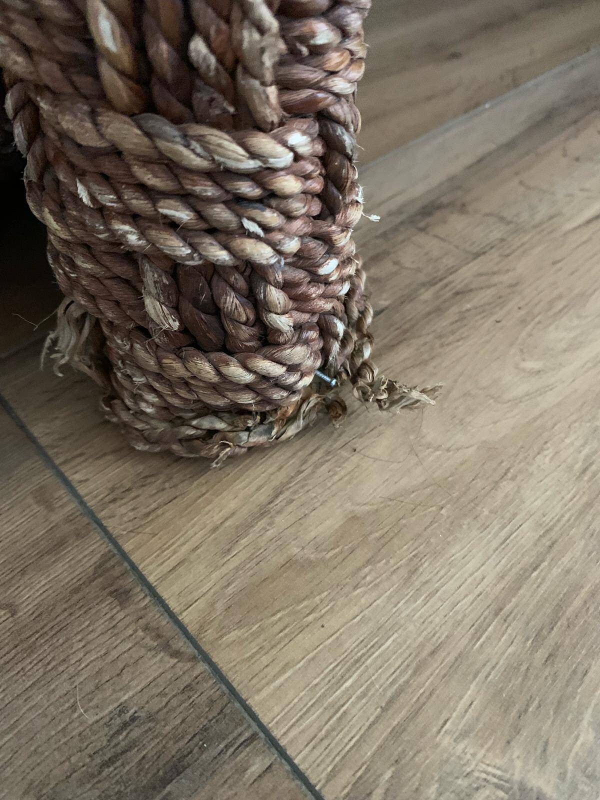 Vintage woven rope and rattan coffee table with 4 stools