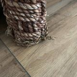 Vintage woven rope and rattan coffee table with 4 stools
