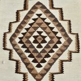 93x277 Wool Cream Runner Rug, Vintage Runner For Hallway