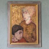 Portrait expressionniste suédois « Tendre » encadré 1965