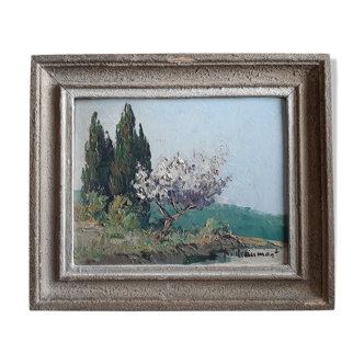 Peinture a l'huile "paysage provençal" signé Deaumont