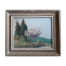 Oil on panel  "Provencal landscape" signed Deaumont