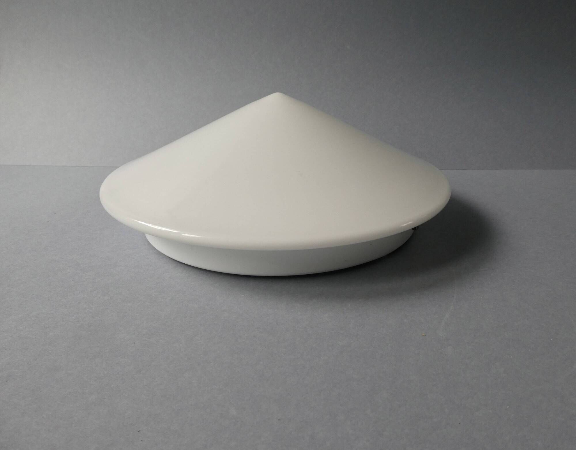 80s wall or ceiling light, lacquered metal and white opaline