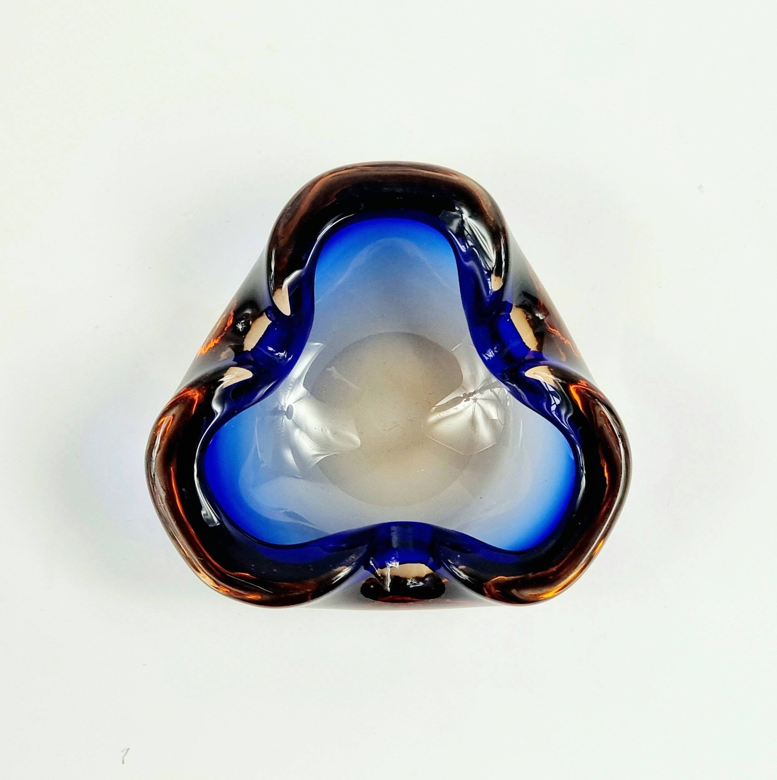 Mid-Century Blue Murano Glass Bowl/Ashtray by Flavio Poli for Seguso, 1960s