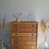 Rattan chest of drawers circa 1970, Dal Vera