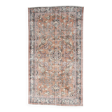 4x7 Antique Brunt Orange Brown Turkish Vintage Rug, 113x202Cm