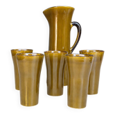 Service à orangeade vintage en céramique émaillée – Pichet Gladys & 5 verre