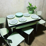 Salins factory oyster plates in water green colors