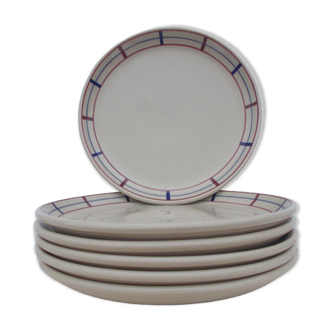 6 assiettes plates basque en grès décor amatxi