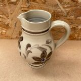 Ancien pichet betschsorf grès beige deco fleurs marron bleu vintage