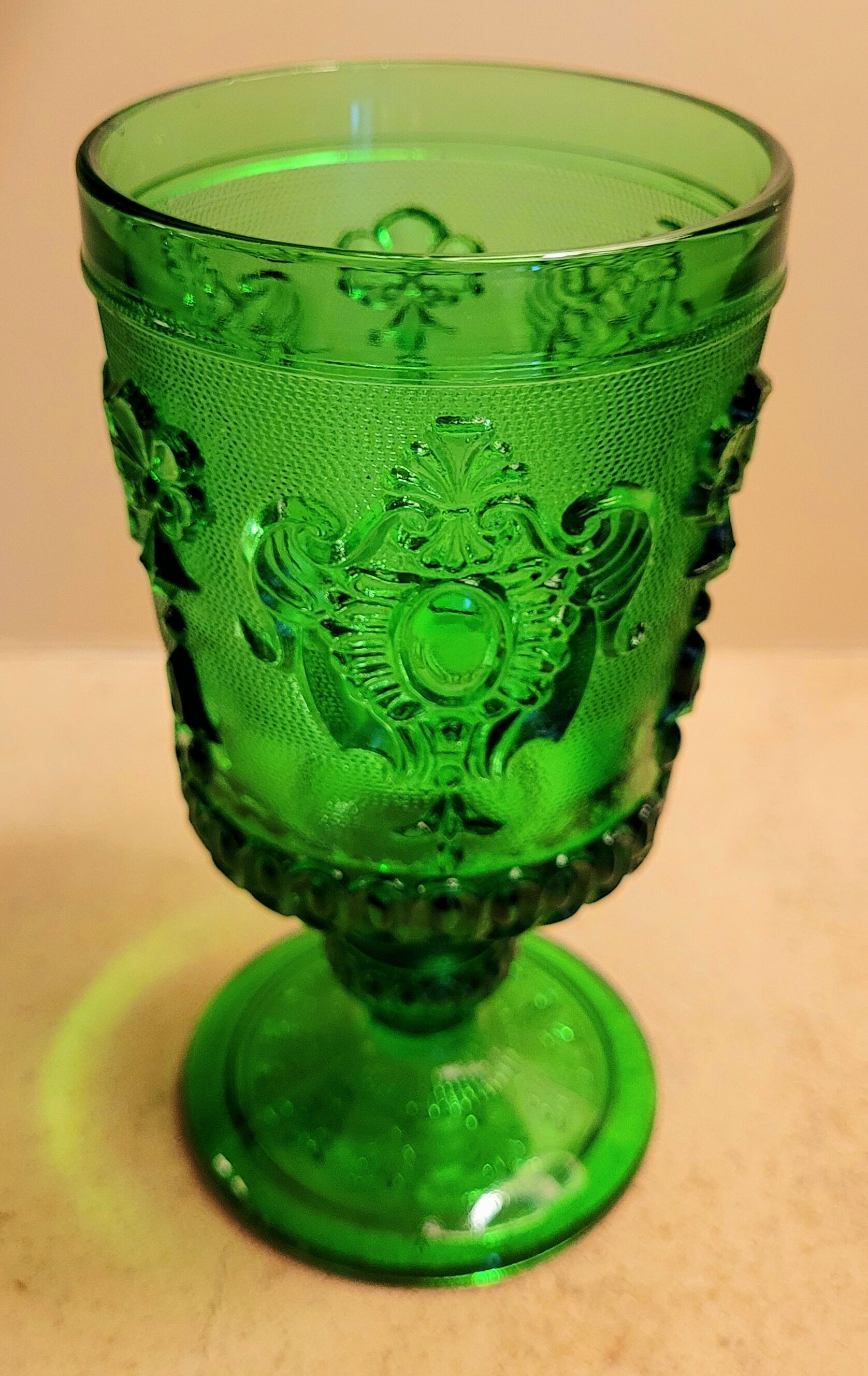 Old vintage molded glass glasses and decanter