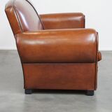 Cognac-colored sheep leather sofa