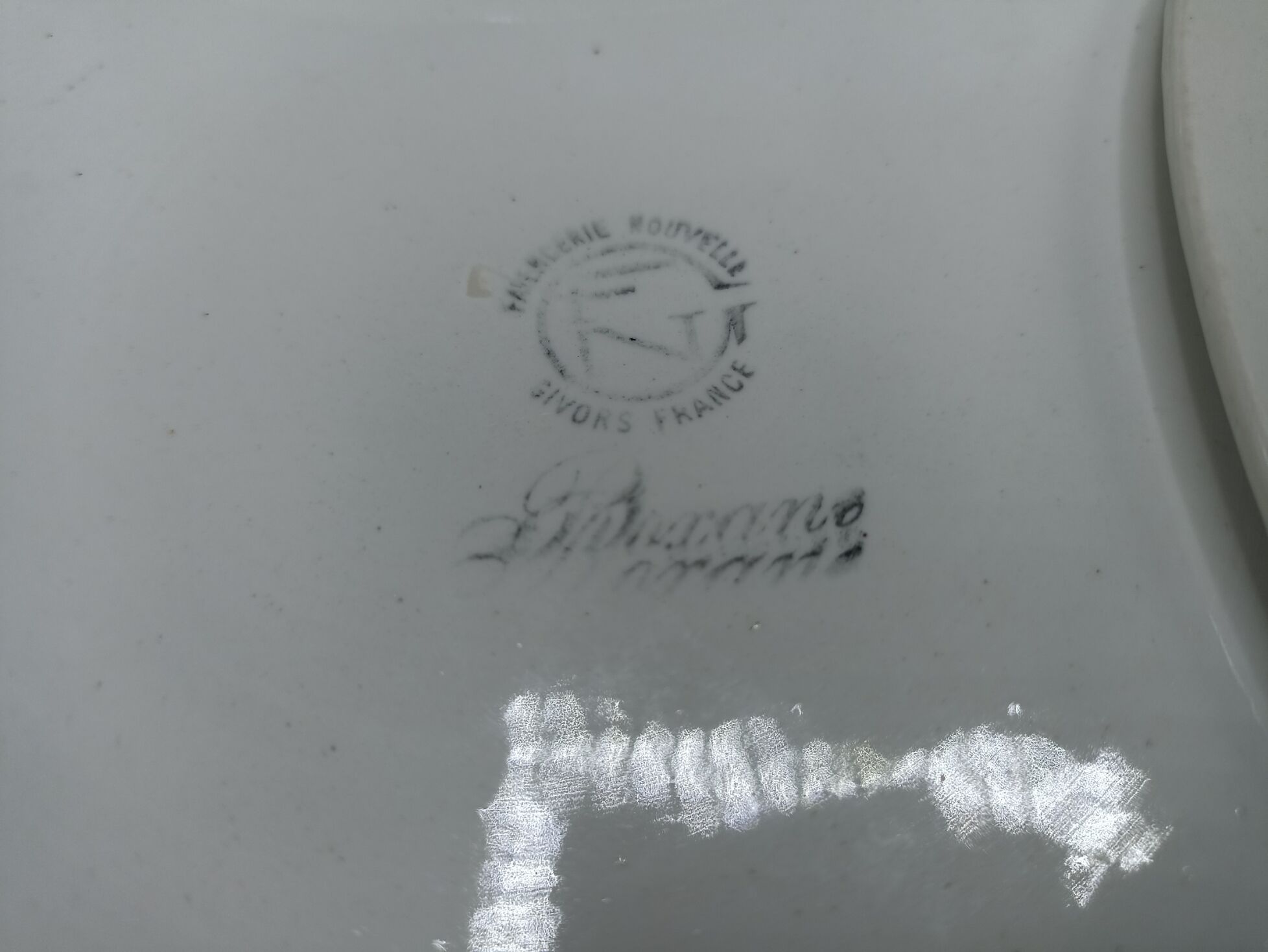 Mismatched set of old plates + dish - Green